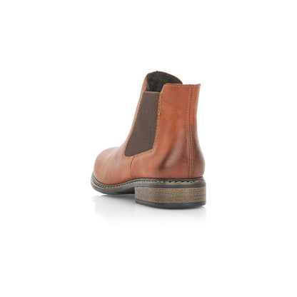 Rieker Ladies Flat Elastic Sided Ankle Boot Tan