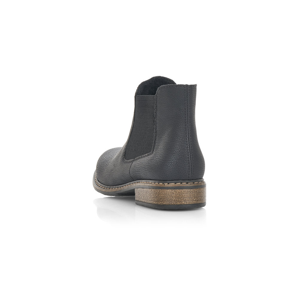 Rieker Ladies Flat Elastic Sided Ankle Boot Blk