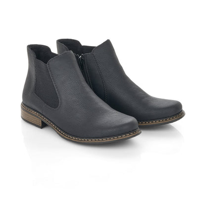 Rieker Ladies Flat Elastic Sided Ankle Boot Blk