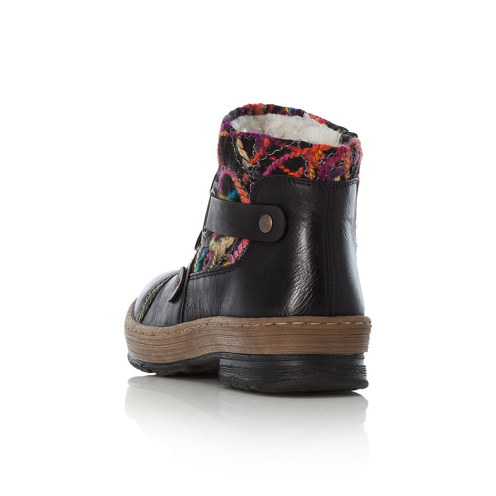 Rieker Ladies Zip ankle Boot Knitted Cuff
