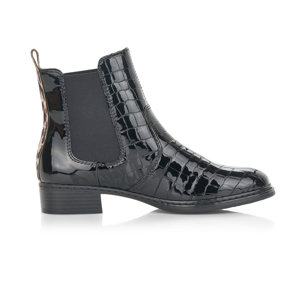 Rieker Ladies Elastic Sided Flat Boot Black