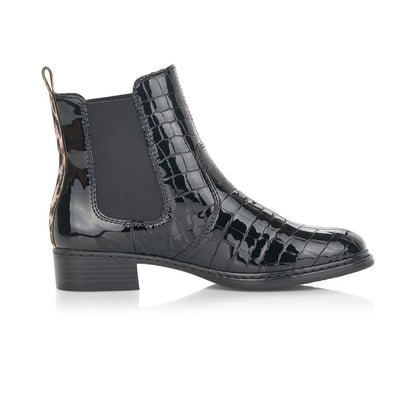 Rieker Ladies Elastic Sided Flat Boot Black