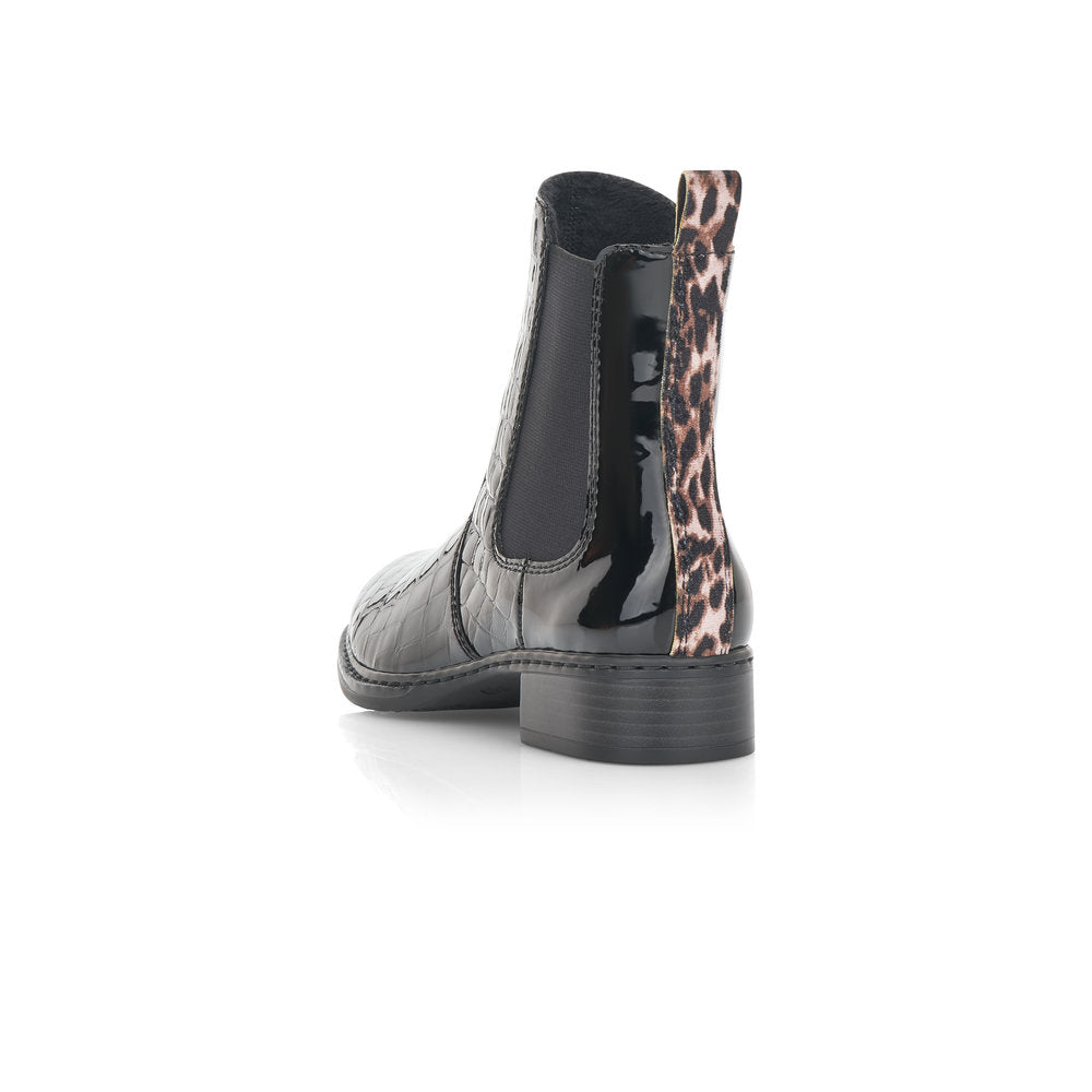 Rieker Ladies Elastic Sided Flat Boot Black
