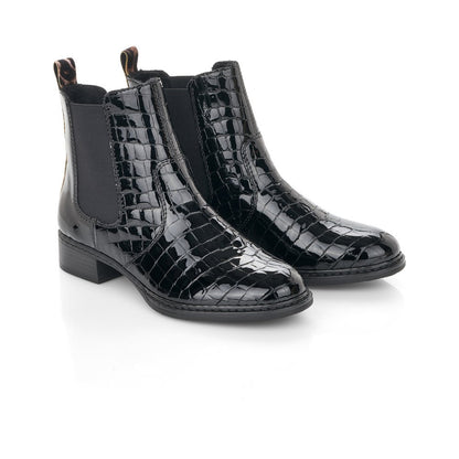 Rieker Ladies Elastic Sided Flat Boot Black