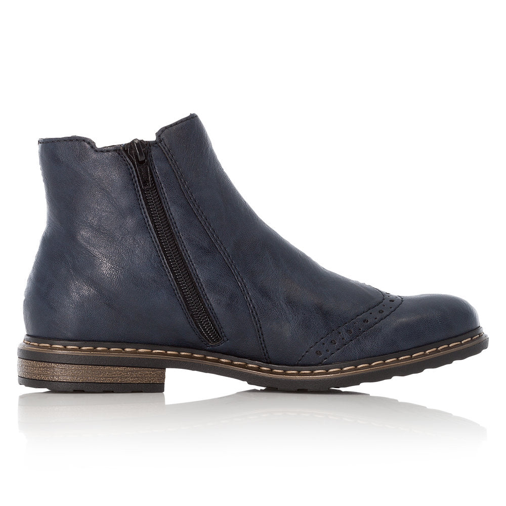 Rieker Ladies Brouge Trim Ankle Boot