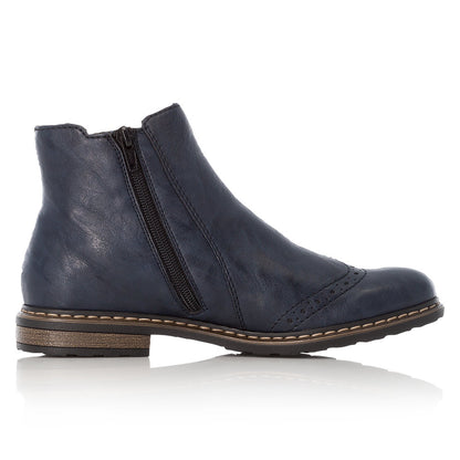 Rieker Ladies Brouge Trim Ankle Boot