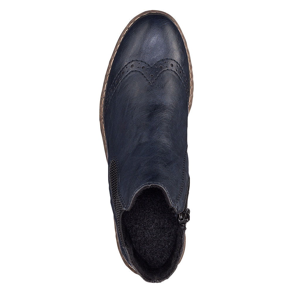 Rieker Ladies Brouge Trim Ankle Boot