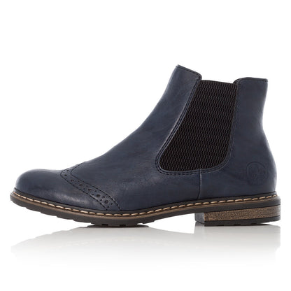 Rieker Ladies Brouge Trim Ankle Boot