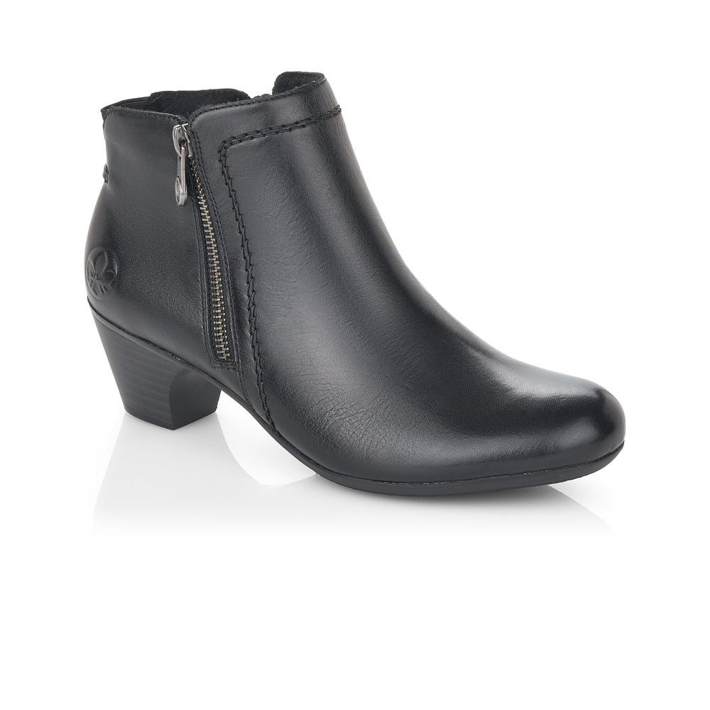 Rieker Ladies Zip Side Small Heel Ankle Boot