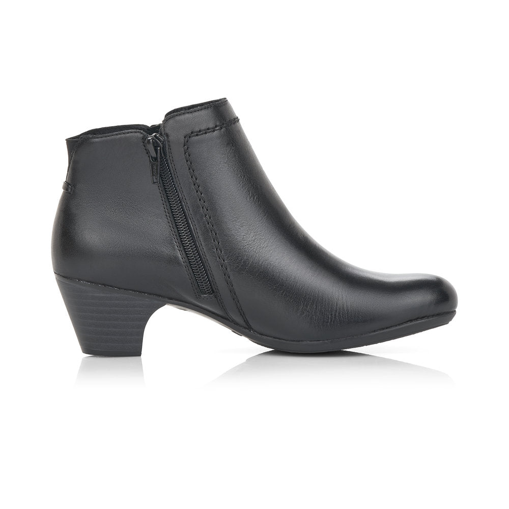 Rieker Ladies Zip Side Small Heel Ankle Boot