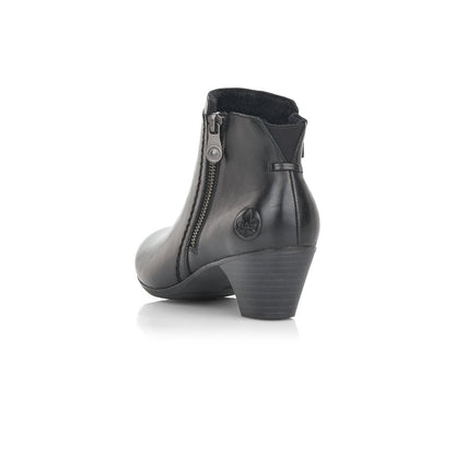 Rieker Ladies Zip Side Small Heel Ankle Boot