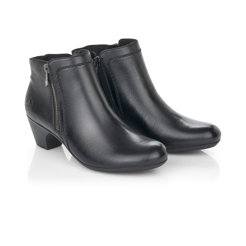 Rieker Ladies Zip Side Small Heel Ankle Boot