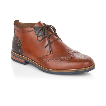 Rieker Mens Tan Lace Up Boot Brogue Trim