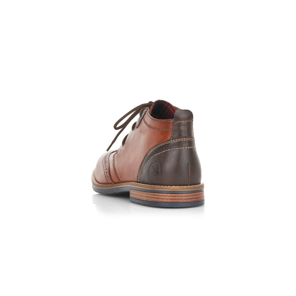 Rieker Mens Tan Lace Up Boot Brogue Trim