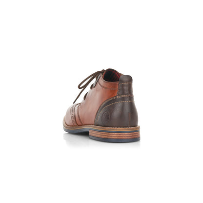 Rieker Mens Tan Lace Up Boot Brogue Trim