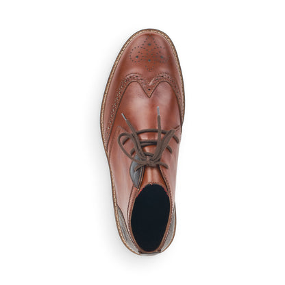 Rieker Mens Tan Lace Up Boot Brogue Trim