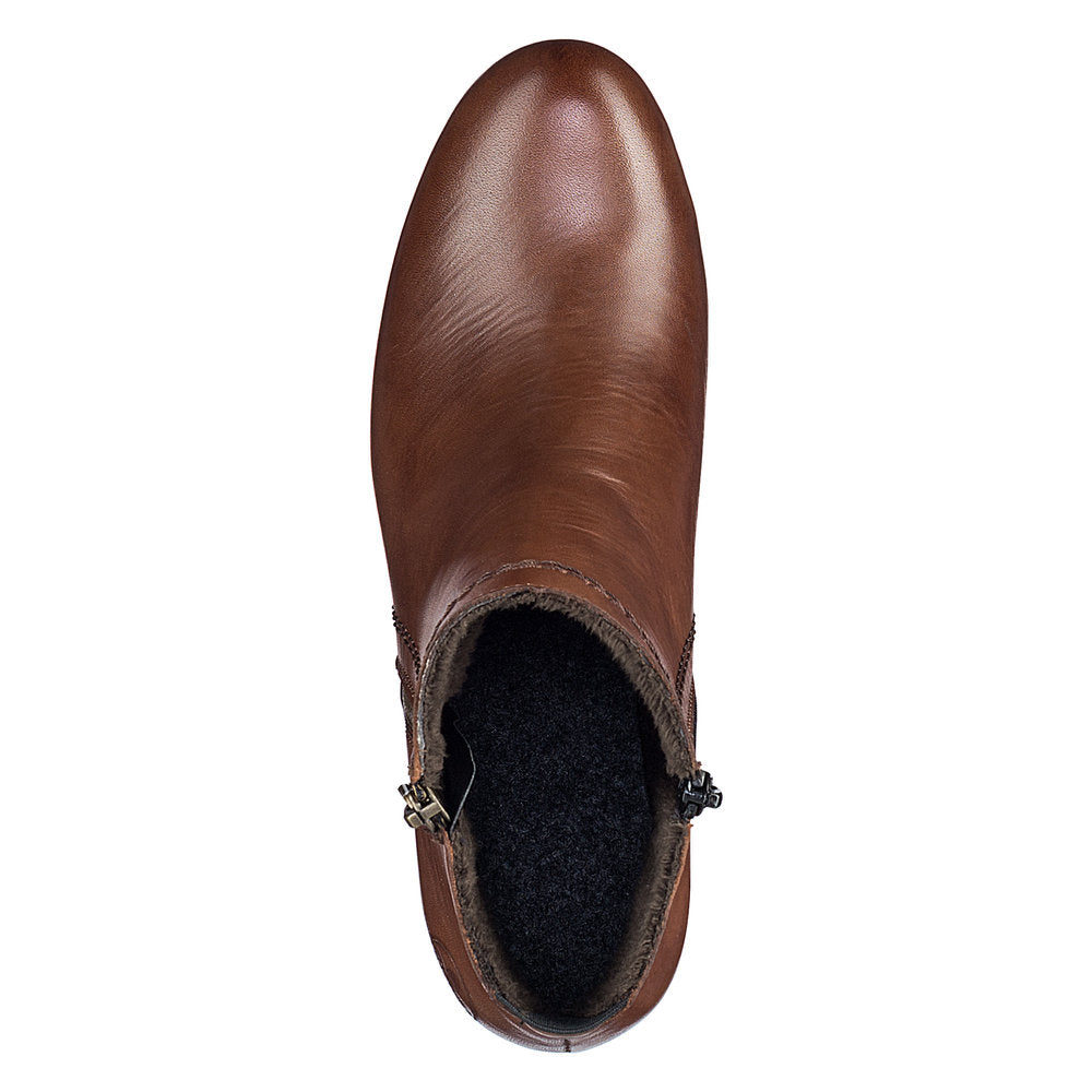 Rieker Ladies Zip Detail Tan Ankle Boot