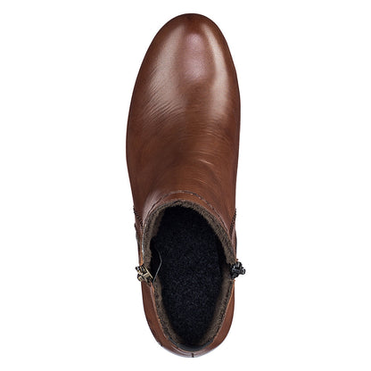 Rieker Ladies Zip Detail Tan Ankle Boot