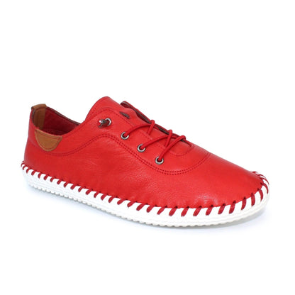 Lunar St Ives ladies Elastic Tie Leather Casual Shoe