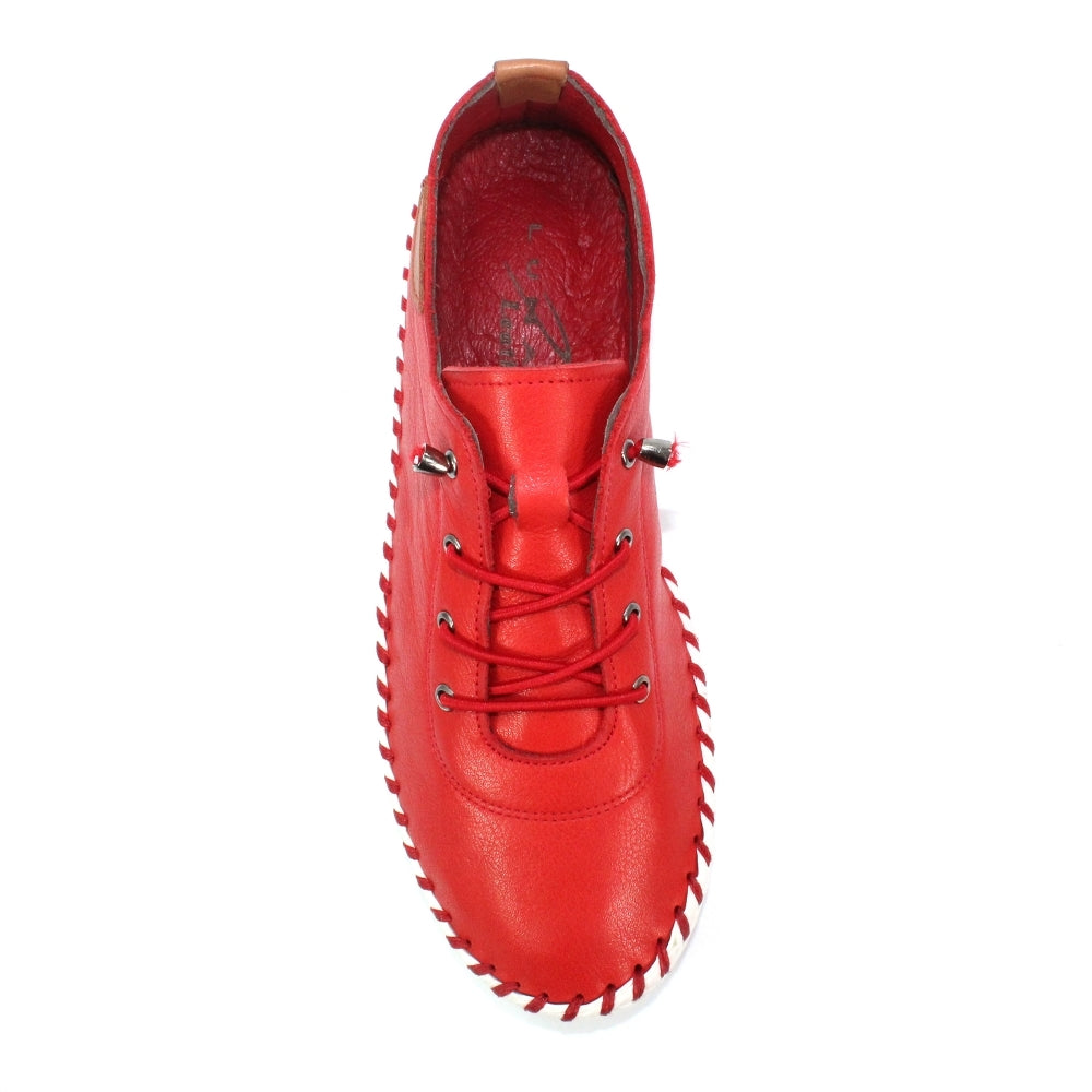 Lunar St Ives ladies Elastic Tie Leather Casual Shoe