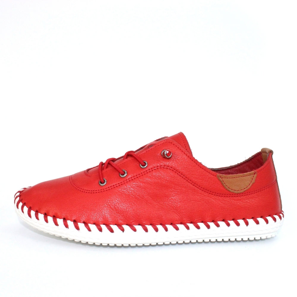 Lunar St Ives ladies Elastic Tie Leather Casual Shoe