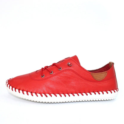 Lunar St Ives ladies Elastic Tie Leather Casual Shoe