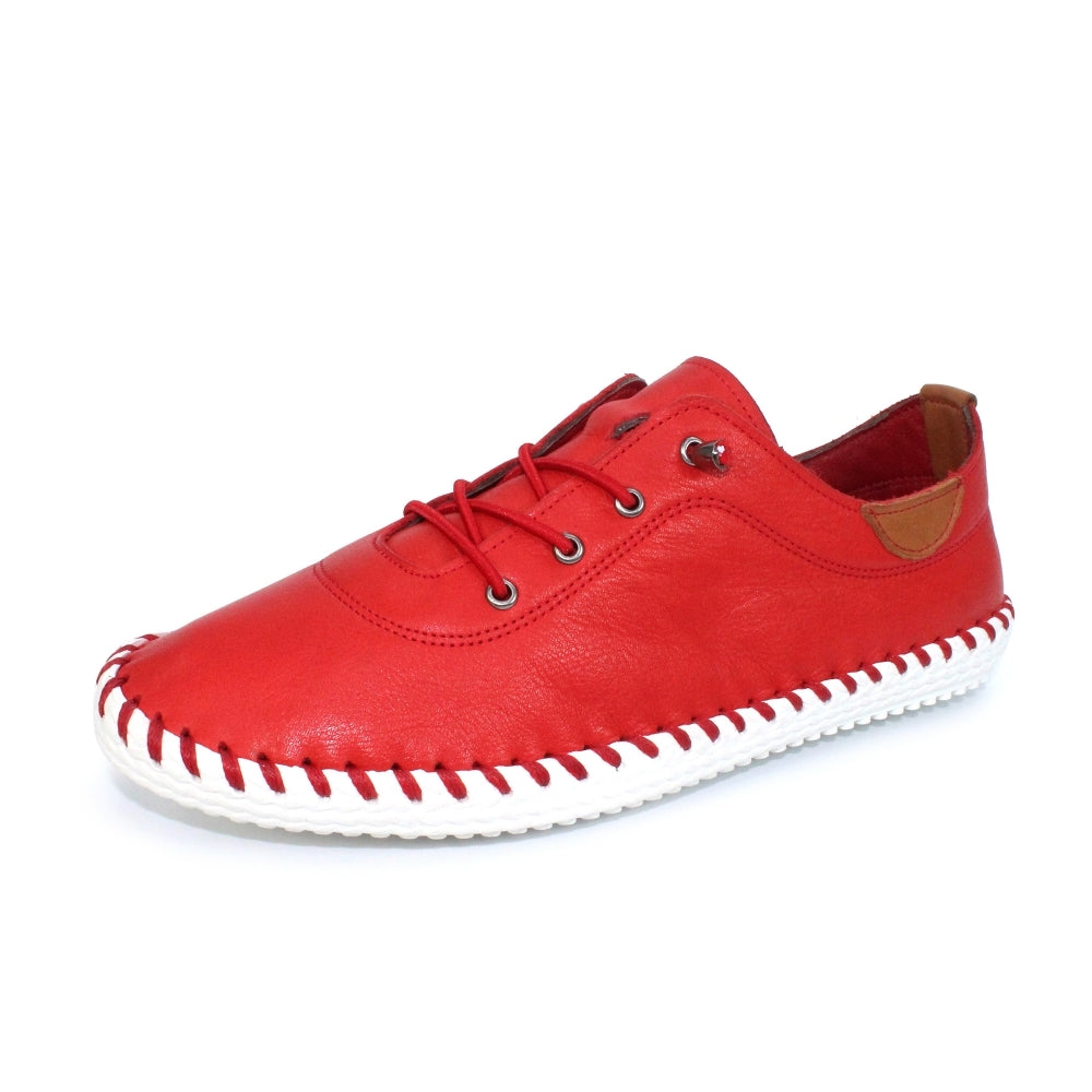 Lunar St Ives ladies Elastic Tie Leather Casual Shoe
