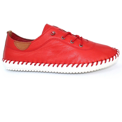 Lunar St Ives ladies Elastic Tie Leather Casual Shoe