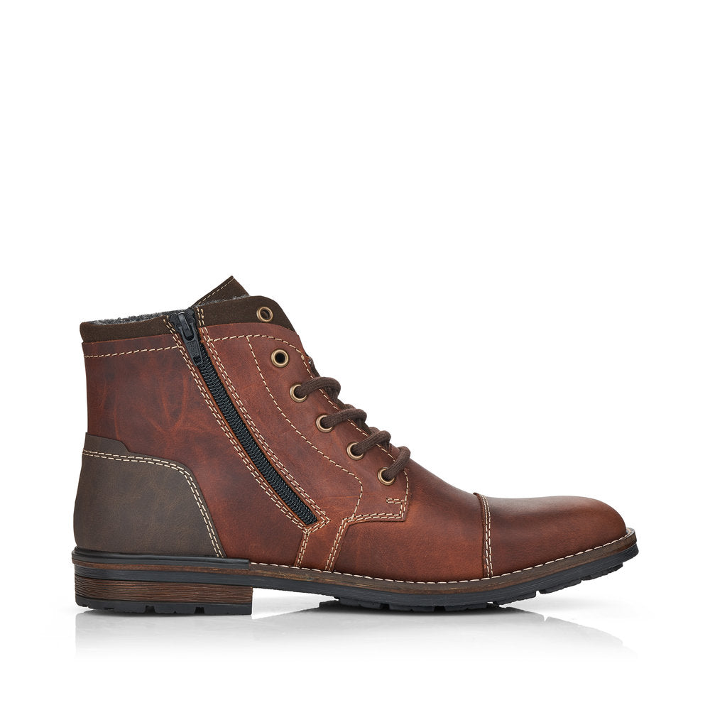 Rieker Men's Lace Up Ankle Boot Contrast Heel