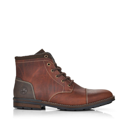 Rieker Men's Lace Up Ankle Boot Contrast Heel