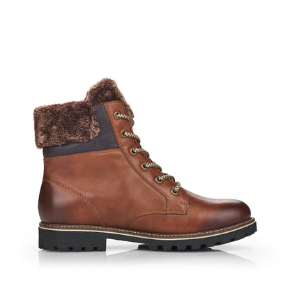 Remonte ladies Faux Fur Cuff Lace Ankle Boot