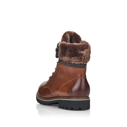 Remonte ladies Faux Fur Cuff Lace Ankle Boot