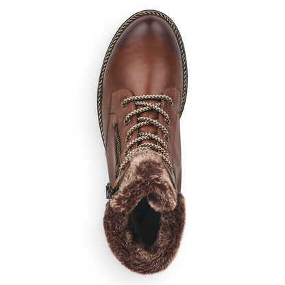 Remonte ladies Faux Fur Cuff Lace Ankle Boot