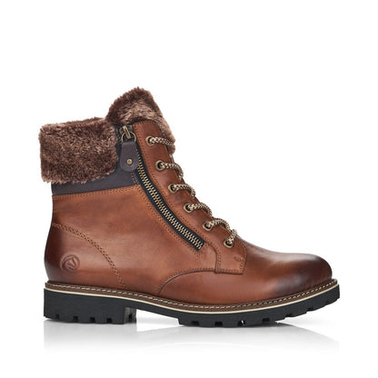Remonte ladies Faux Fur Cuff Lace Ankle Boot