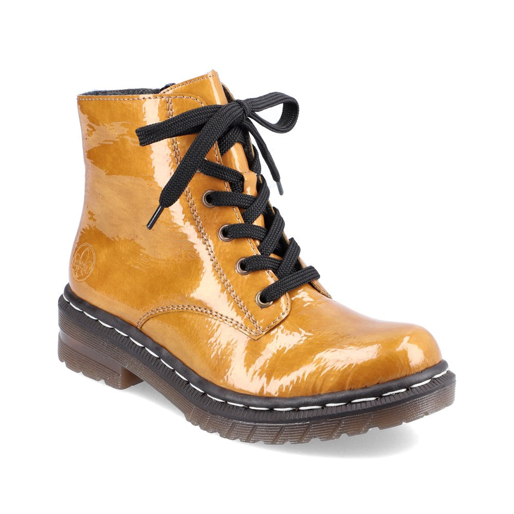 Rieker Ladies Lace Up Patent Ankle Boot