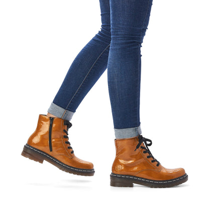 Rieker Ladies Lace Up Patent Ankle Boot