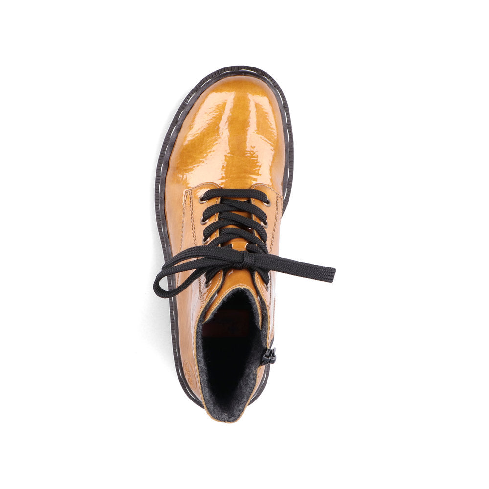 Rieker Ladies Lace Up Patent Ankle Boot