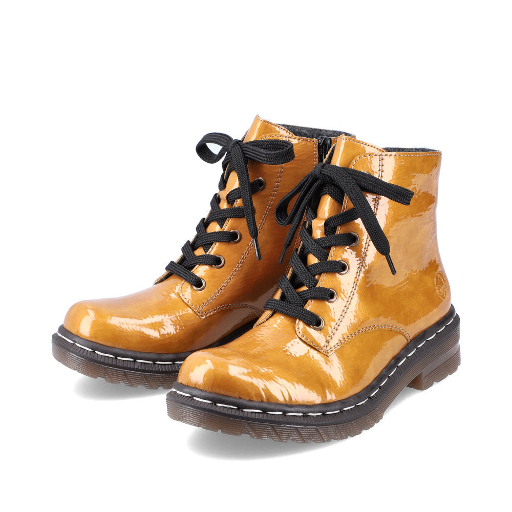 Rieker Ladies Lace Up Patent Ankle Boot