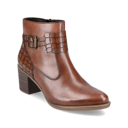Rieker Ladies Zip Block Heel Ankle Boot