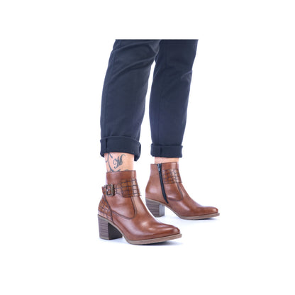 Rieker Ladies Zip Block Heel Ankle Boot
