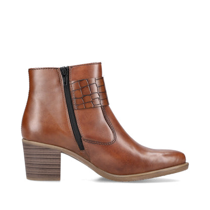 Rieker Ladies Zip Block Heel Ankle Boot
