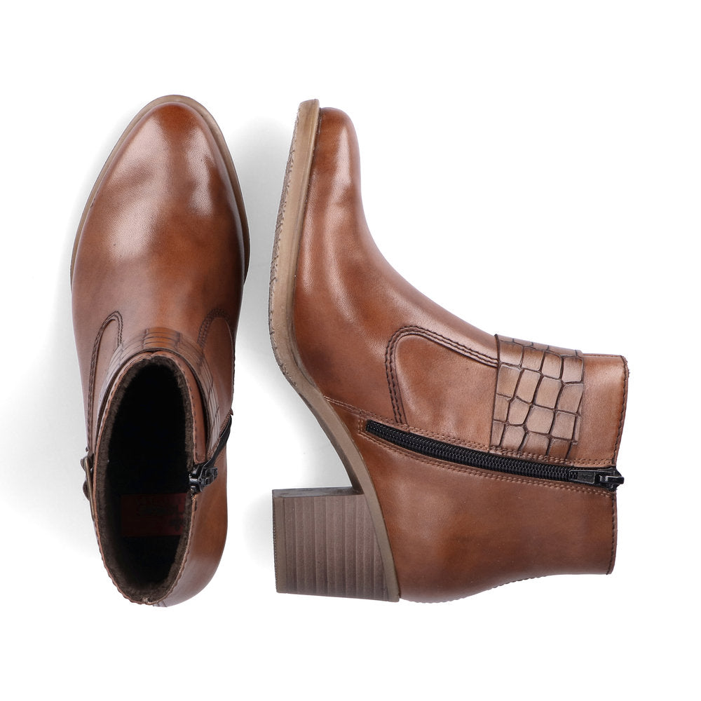 Rieker Ladies Zip Block Heel Ankle Boot