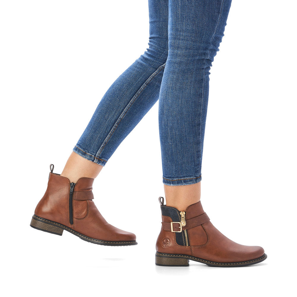Rieker Ladies Zip Trim Ankle Boot