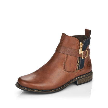 Rieker Ladies Zip Trim Ankle Boot