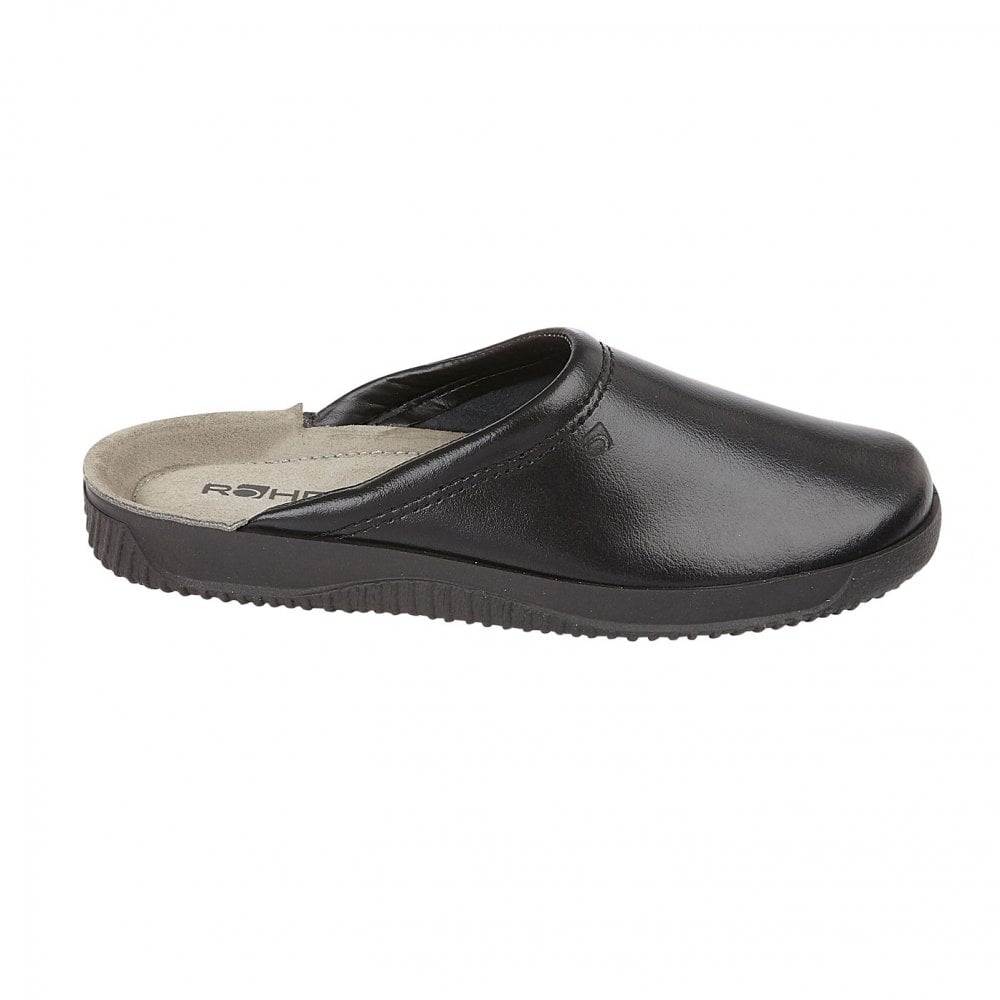 Rohde Men's Backless Leather House Shoe Black