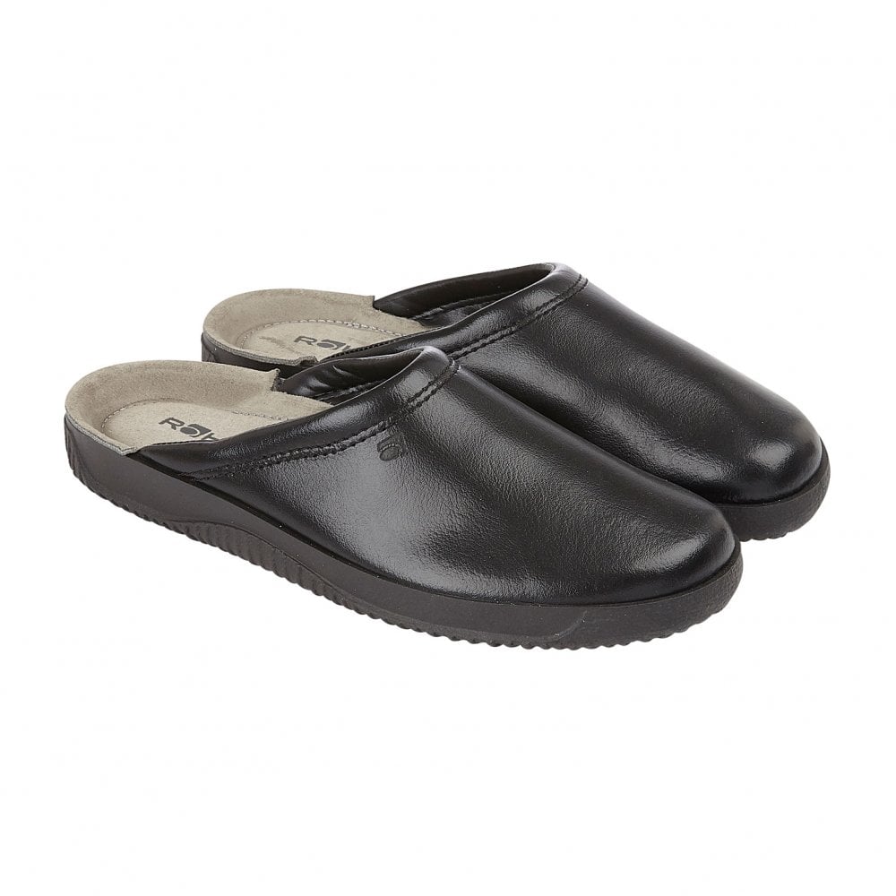 Rohde Men's Backless Leather House Shoe Black