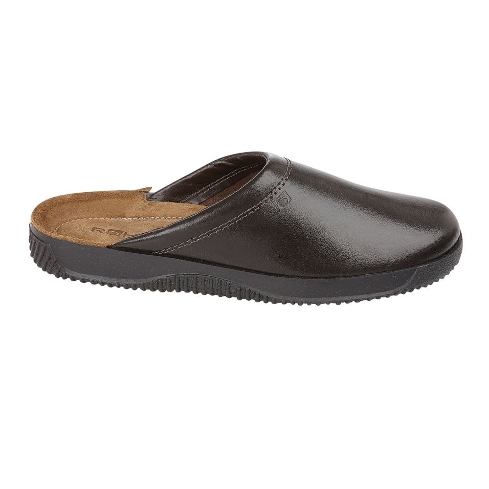 Rohde Men's Backless Leather House Shoe Brown