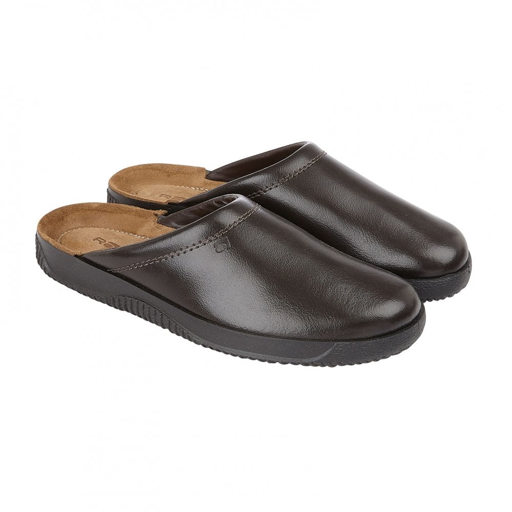 Rohde Men's Backless Leather House Shoe Brown