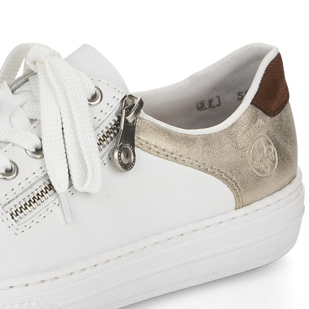 Rieker Ladies Zip Metalic Trim Sneaker