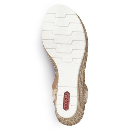 Rieker Ladies Wedge Heel Elastic Strap Sandal